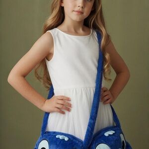 Blue Plush Crossbody Bag